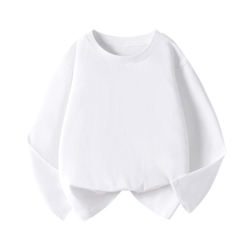 Kids' Solid Color Long-Sleeve Cotton T-Shirt for Boys & Girls, Customizable Base Layer for Older Children