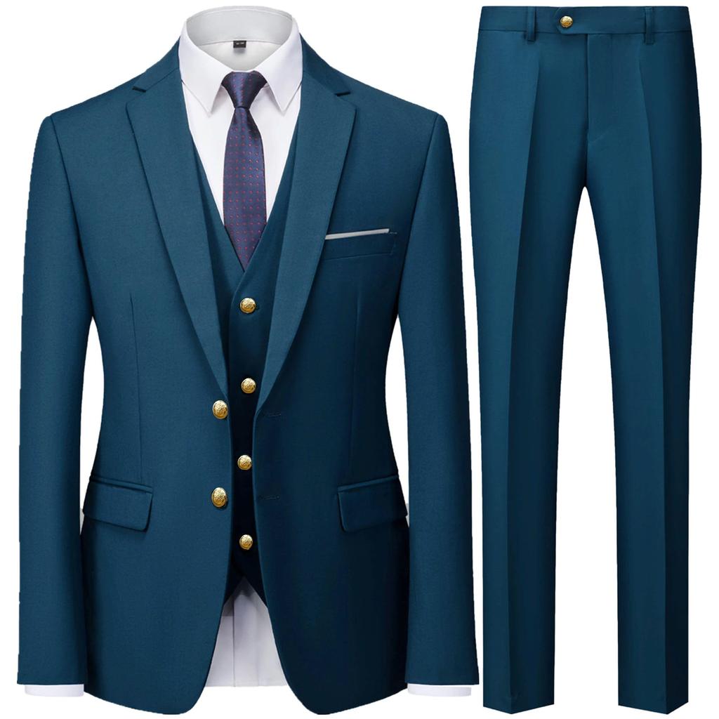3 Pieces Men Business Suits Sets / Male Groom Wedding Banquet Solid Color High End Large Size Brand Blazers Jacket Coat