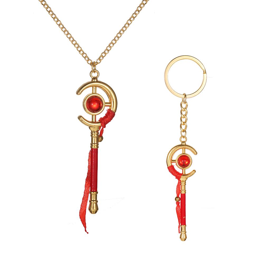 New Fashing Necklace Cartoon Magic Wand Pendant Keychain Necklace Anime Cosplay Gift For Girls Props Anime fan gift