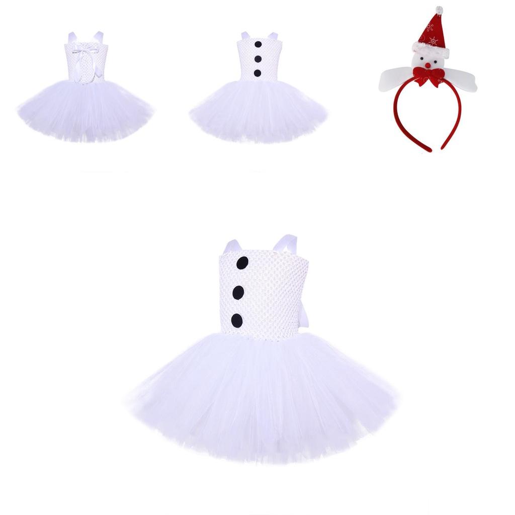 Snow Treasure Princess Girl's Ice And Snow Dance Skirt Christmas Snowman Costume