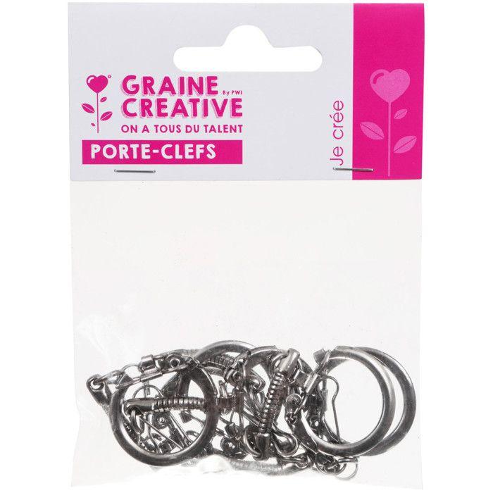 6 porte-clés avec mousqueton hématite 6 cm