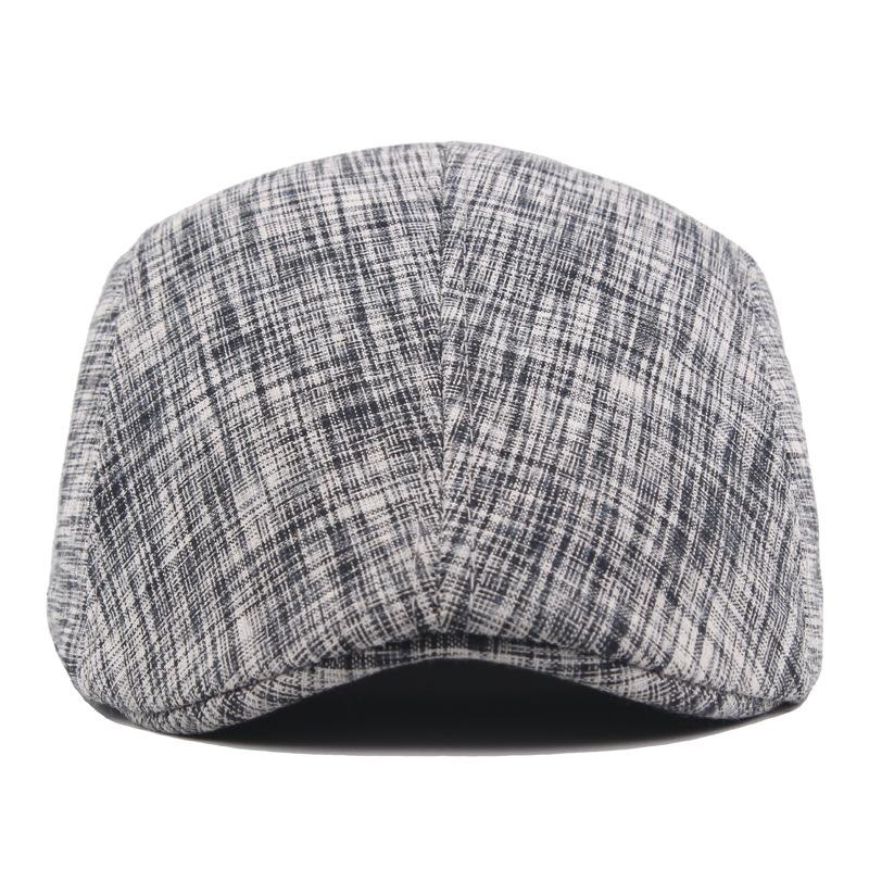 Hat Men's and Women's Autumn Stripes Contrasting Color Cap Cotton Short Brim Beret Hot-selling Forward Hat