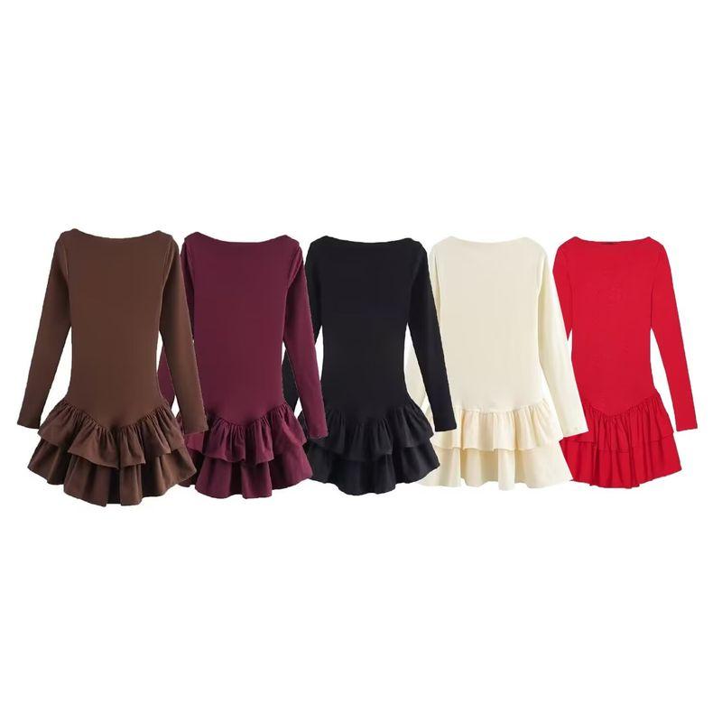 Za Foreign Trade New Women Clothes ZR Western Style Versitile Fashion Simple Laminated Decoration Short Dress 0085305