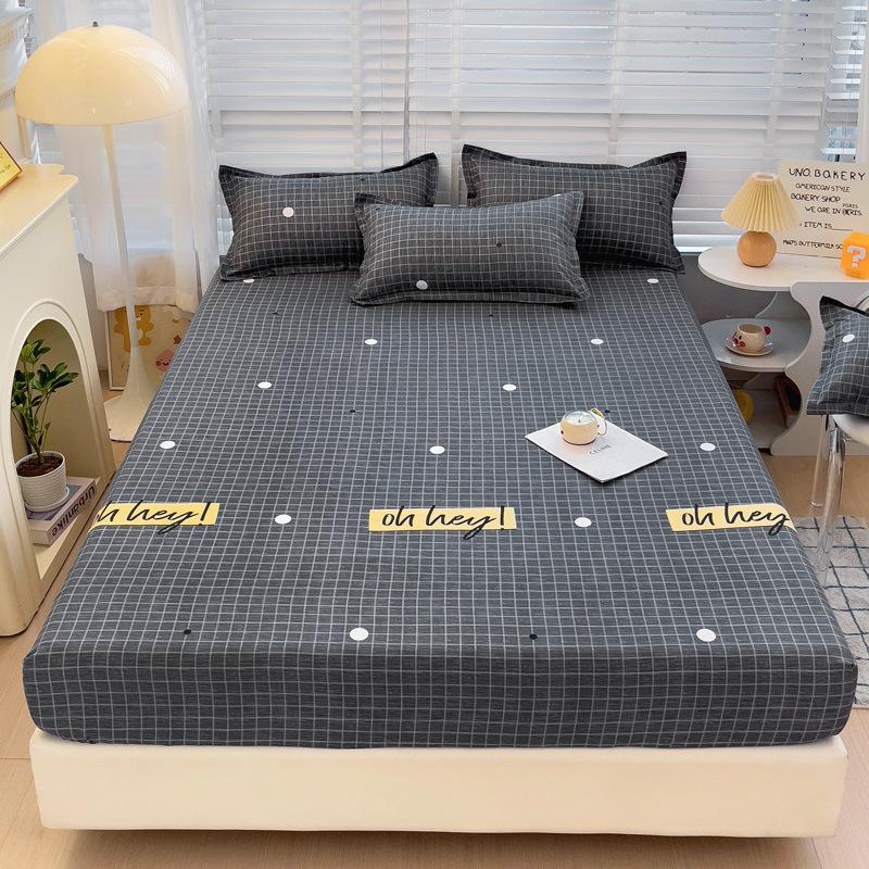 Four Seasons Skin-friendly Washed and Brushed Solid Color Pillowcase Protective Cover Double Fitted Sheet Taiwan Bed Bag