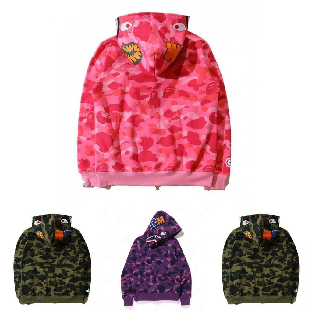 Camouflage Shark Head 3d Print Hoodie With Zipper For Men Women Casual Wear