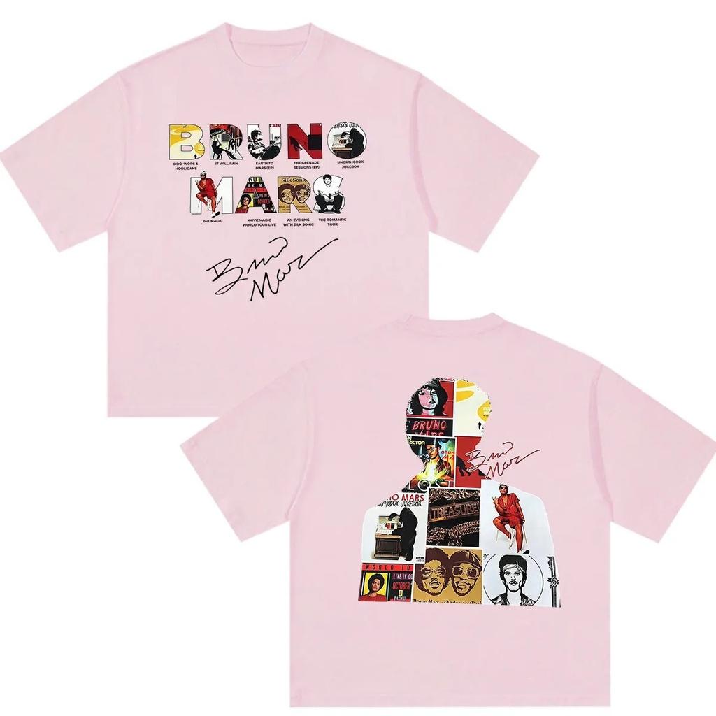 Rapper Bruno Mars The Romantic Tour 2026 Merch T Shirts Men's Vintage Fashion Oversized Cotton T-shirt Gothic Clothing Tee Shirt