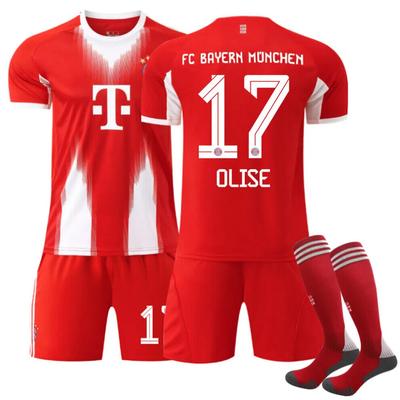(rosso, M) (#17 OLISE) Maglia da Calcio Casa Bayern Monaco 25-26 per Bambini e Adulti