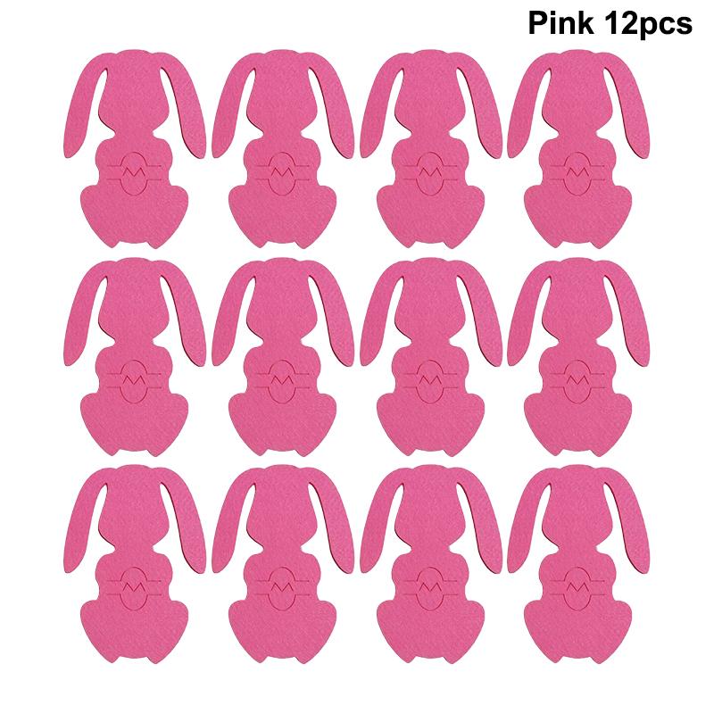 12Pcs/Set Nonwoven Forks Knives Place Mat Colorful Rabbit Placemat For Happy Easter Party Table Decoration Table Setting Supply
