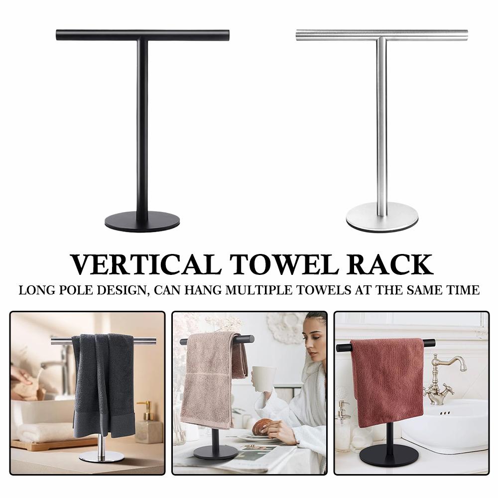Stainless Steel Towel Rack Free Standing T-Shape Towel Bar Rack Bath Towel Bar Stand For Bathroom Kitchen Vanity Countertop