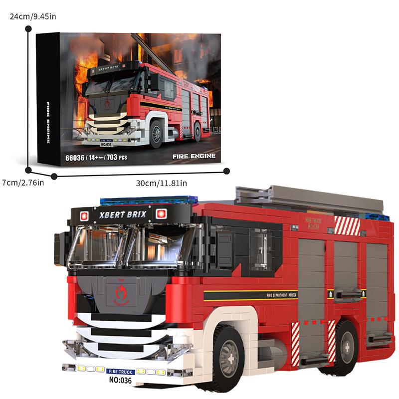 

704PCS Fire Truck Building Blocks City Engineering Rescue Vehicle Model Bricks Educational DIY Toys Holiday Gifts For Kids