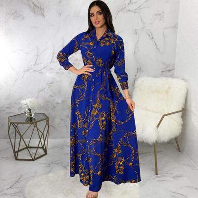 Rochie Maxi Sexy pentru Femei, cu Șireturi în Talie, Subțiată, cu Imprimeu Digital