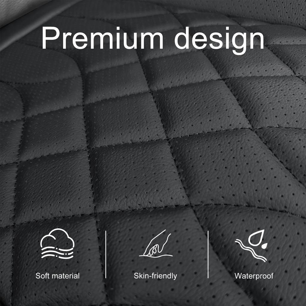 1 Pack Leather Front Car Seat Covers Bottom Car Seat Covers Fully Wrapped Non Slip and Waterproof Fits Most Vehicles Black