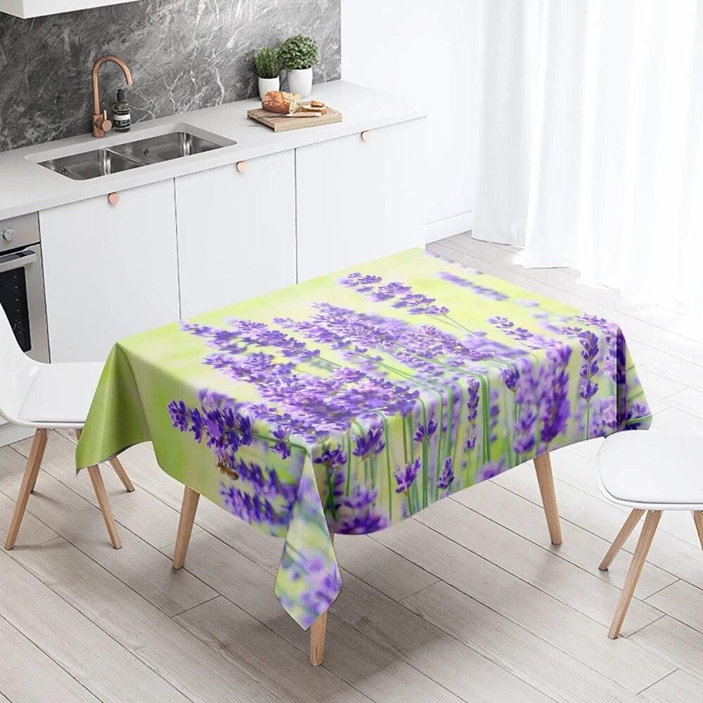 Colorful Flower Tablecloth Floral Anti-Stain Waterproof Rectangular Kitchen Dining Table Home Decoration