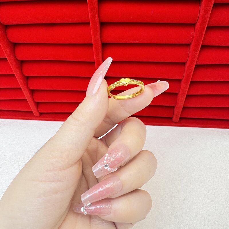 Exquisite Sand Gold Open Ring for Women: High-End Niche Design, Light Luxury Style, Long-Lasting Color, Imitation Gold.