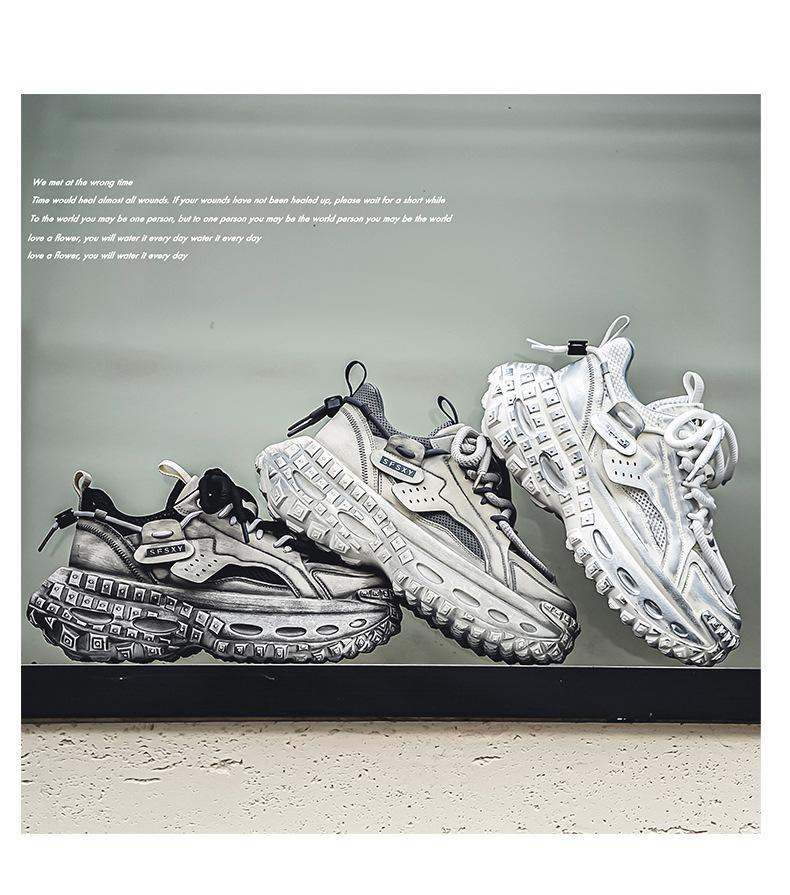 2025 Four-season Men's Platform Dad Shoes, Adolescent Student Casual Sports Shoes, Hong Kong Style Live Broadcast Niche Men's Shoes