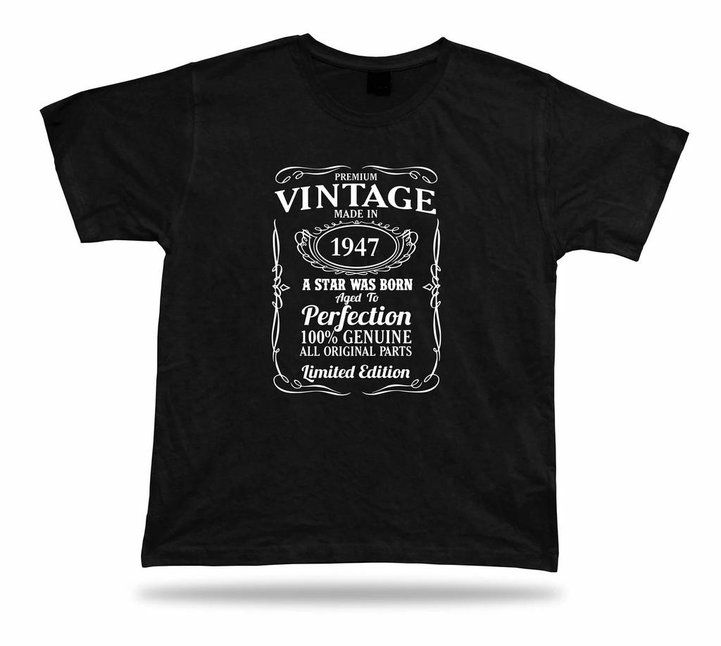Printed T shirt tee star is born 1947 happy birthday present gift idea original
