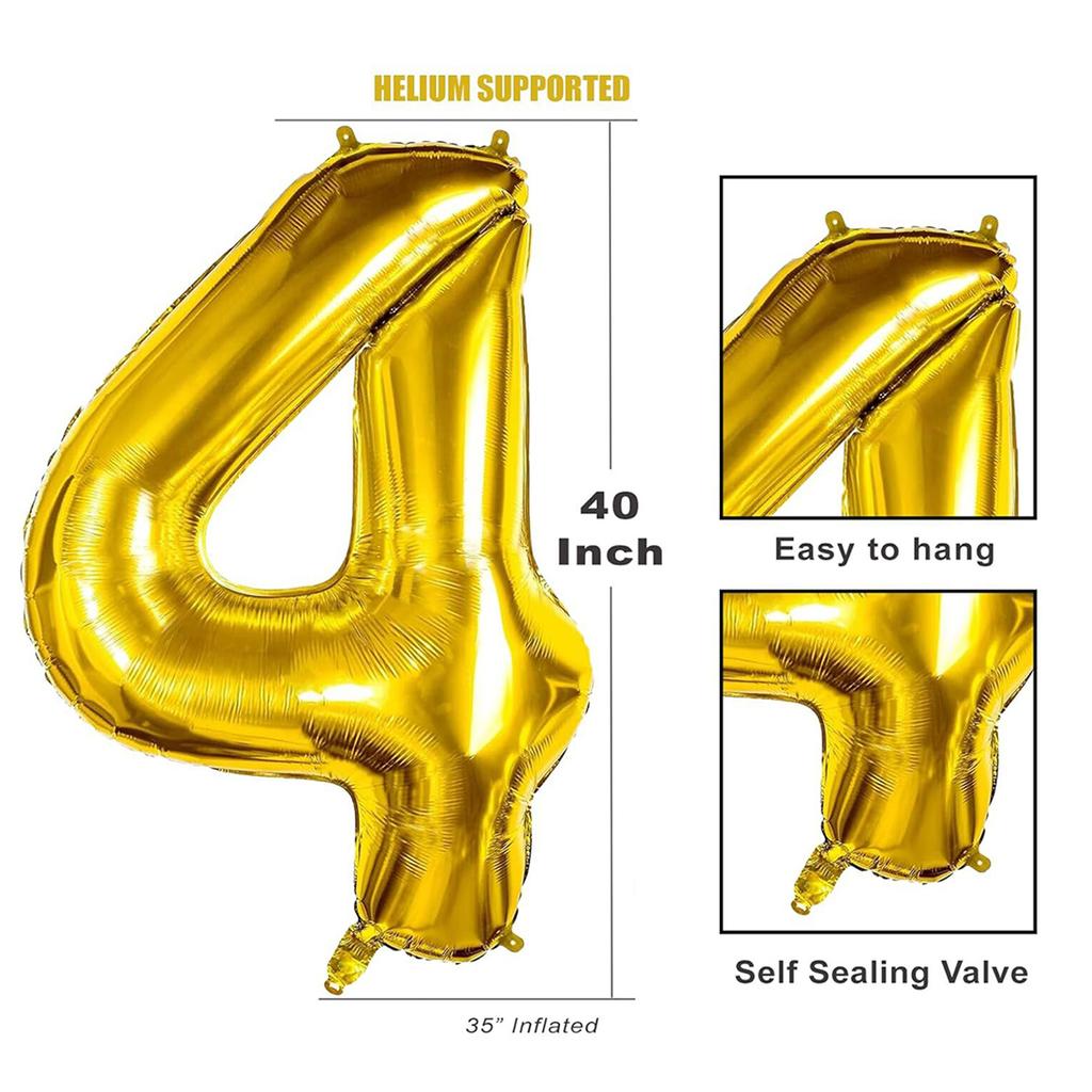 40inch Giant Golden Digital Balloon  0-9, Anniversary Party Decoration, Birthday Balloon