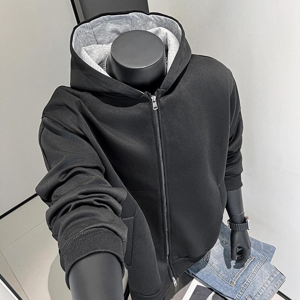 Trendy Brand 2026 Fashion Blockbuster Sweater Zipper Short Vibe High Street Hooded Men's Sweater