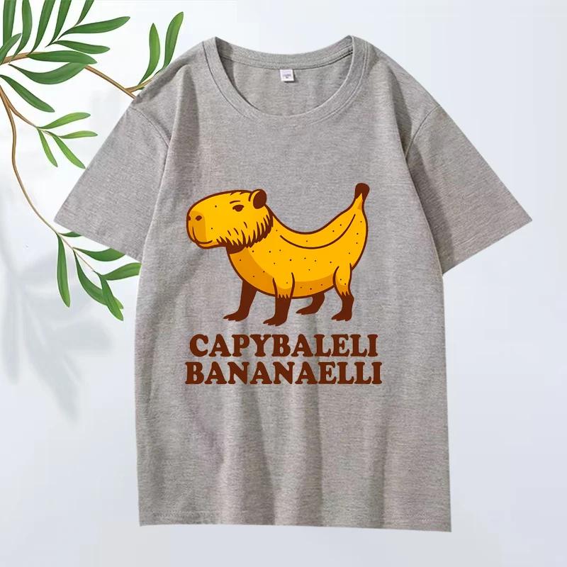 Camiseta Casual Feunisexina Italiana Brainrot Banana Capybara Mee Prendas De Gran TamañO