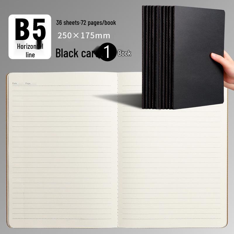Caderno A5/A4 de Papel Kraft Preto com Páginas Pautadas, Quadriculadas e em Branco - Livro Extra Grosso com Costura Sela