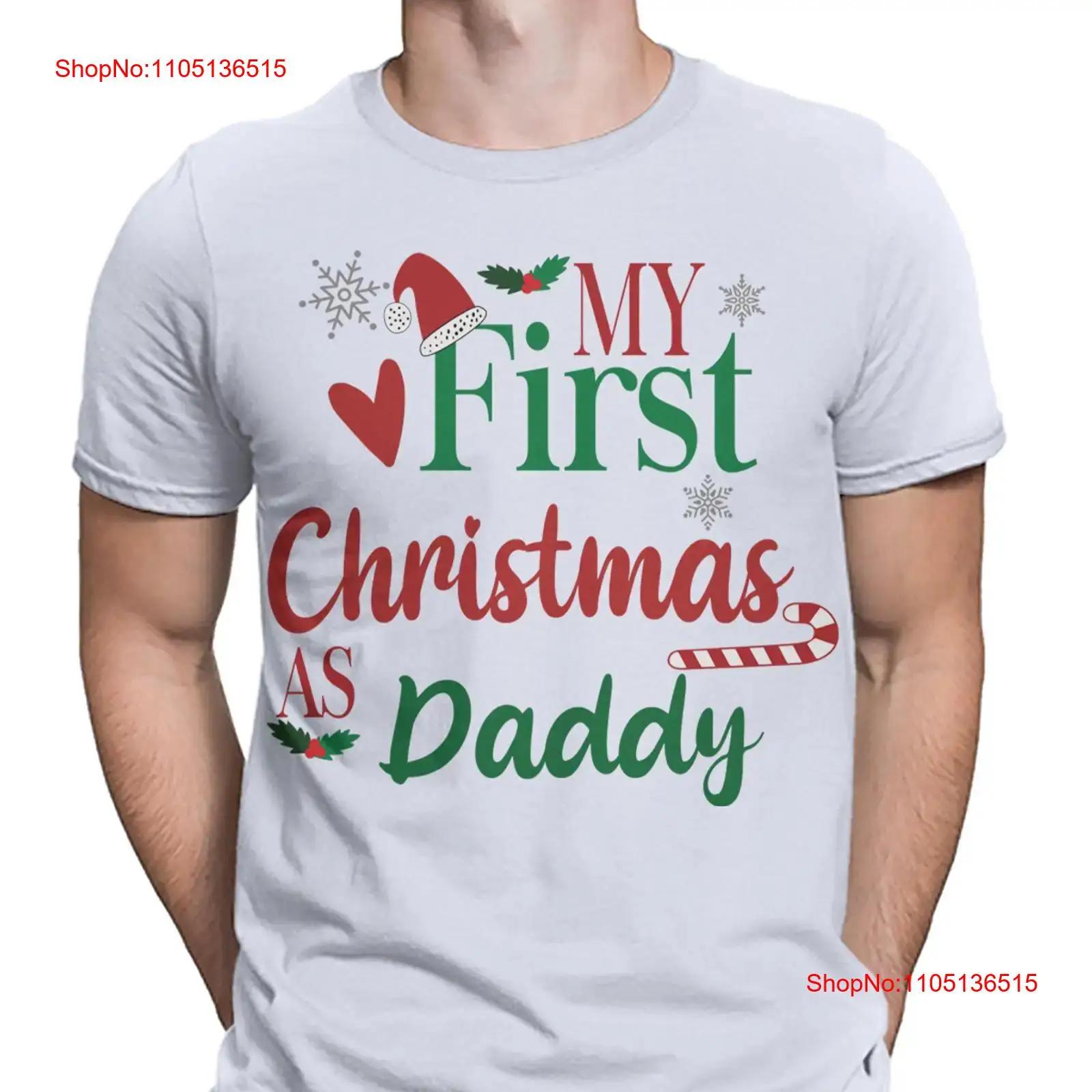 

My First Christmas as Daddy T Shirt for Men New Dad MC vintage Washed streetwear Top For Everyday Wear Stylish Breathable 5XL різнокольоровий
