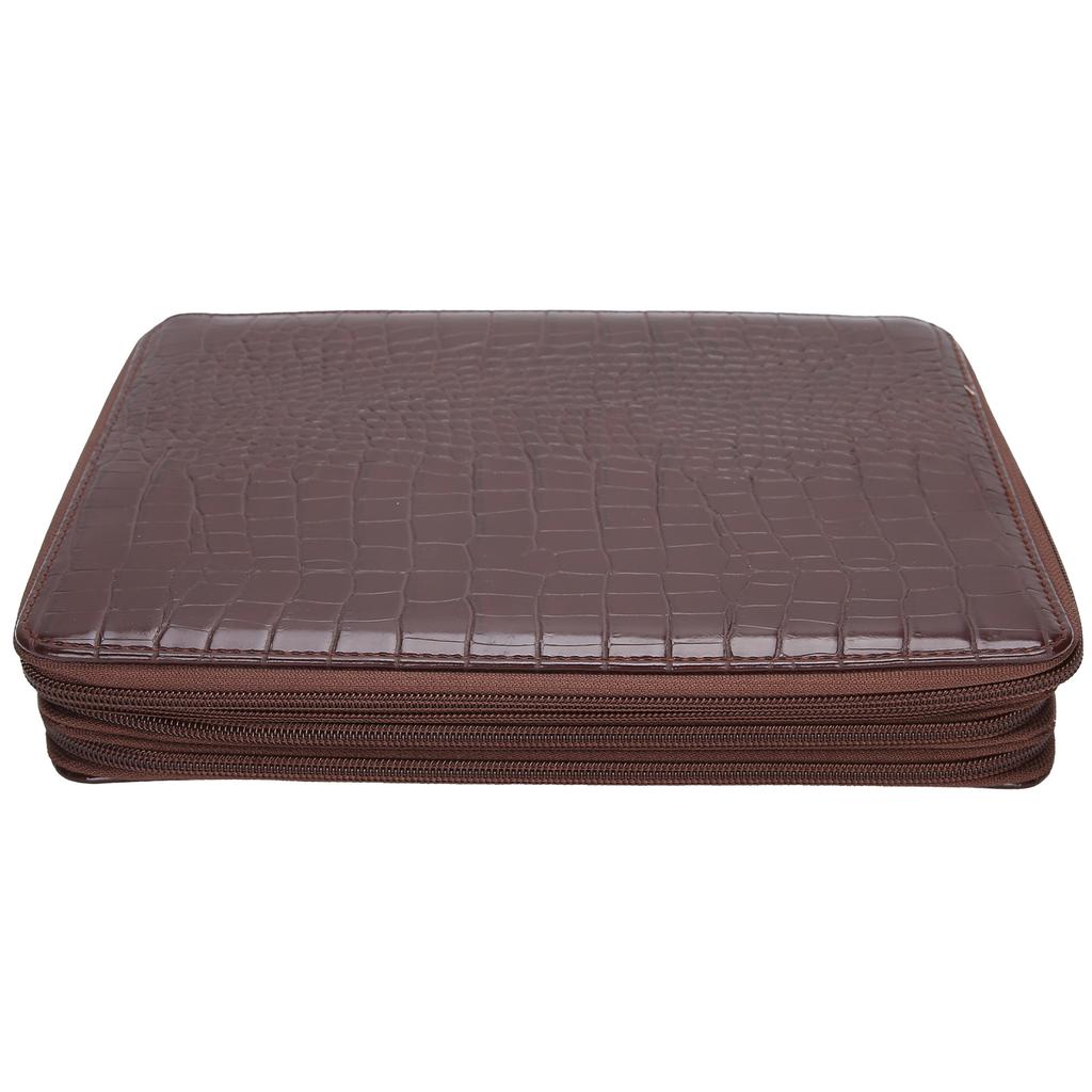 Pen Case Large Capacity 200 Slots Pencil Holder 4‑Layer Zipper Classified Storage PocketBrown