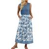 Sleeveless Round Neck Floral Print Maxi Dress Casual Loose Fit Long Dress Lightweight Summer Sundress for Women