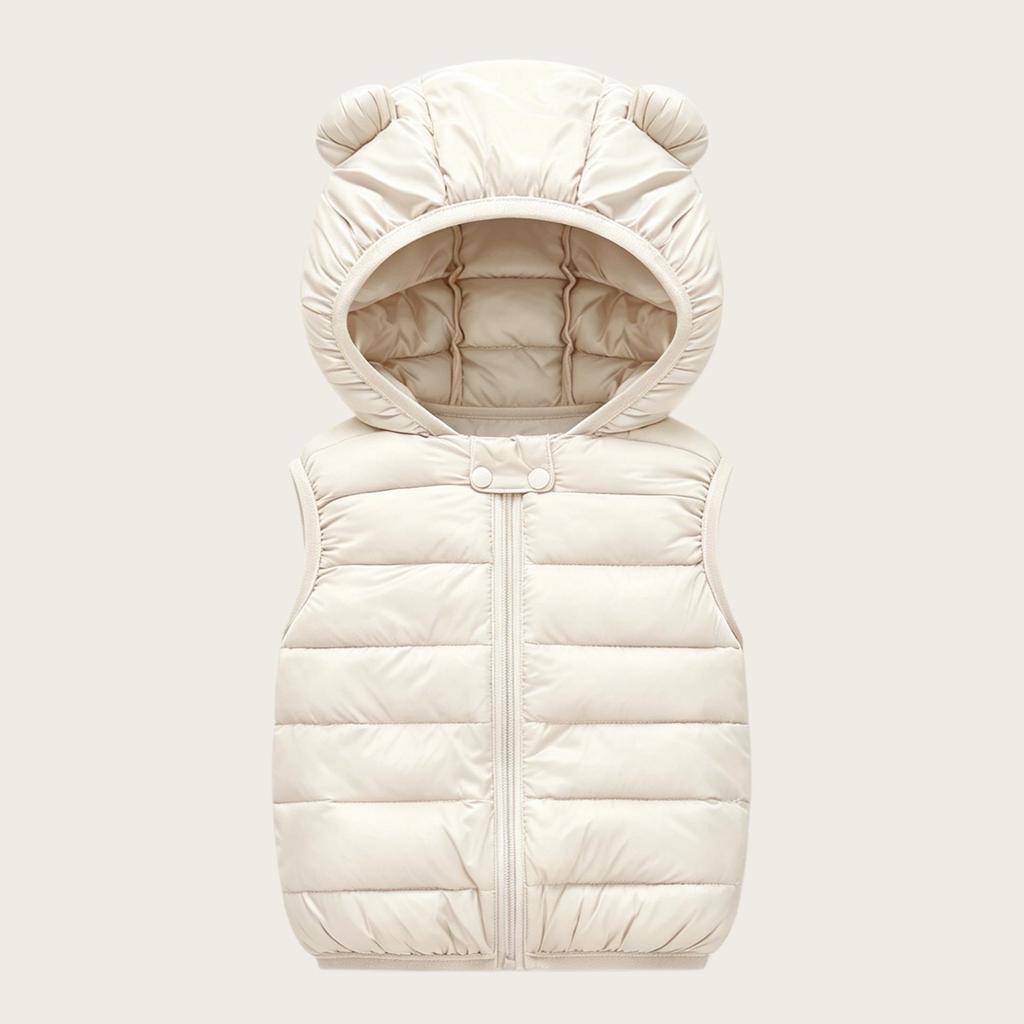 Children's Hooded Vest with Ears - Lightweight Cotton Jacket for Boys & Girls, Baby Outerwear Gilet