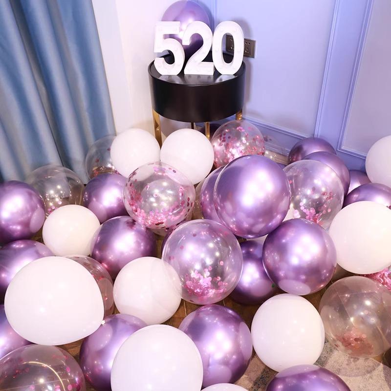 Metallic Silver & Purple Sequin Balloons for Events & Celebrations