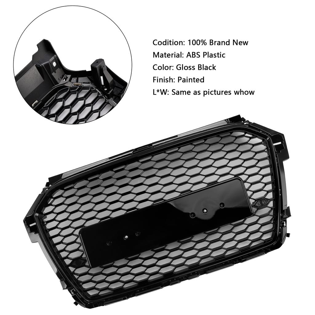 RS Style Honeycomb Bumper Grille Fit A1 S1 8X Facelift 2016-2019 Black