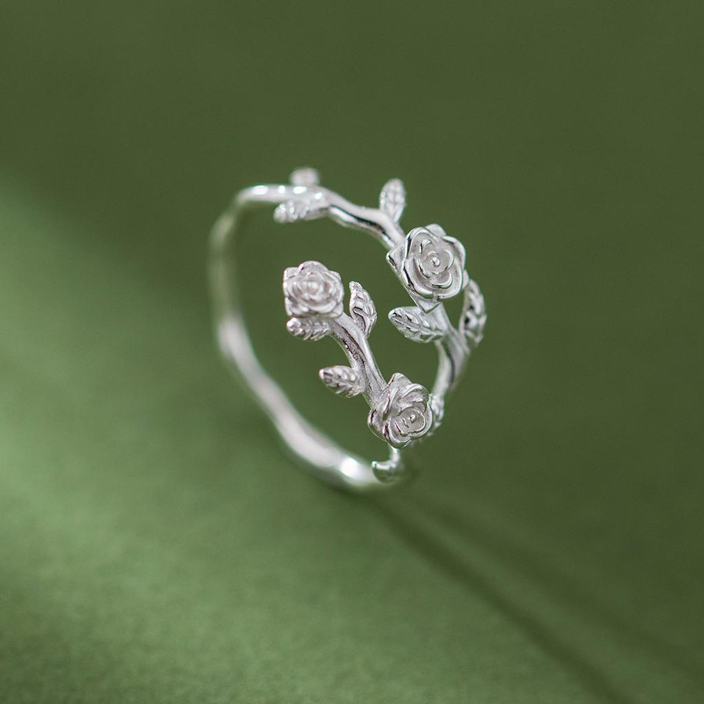 925 Sterling Silver Thai Flower Adjustable Rings For Women Couple Luxury Fine Jewelry Accessories Jewellery Argent 925