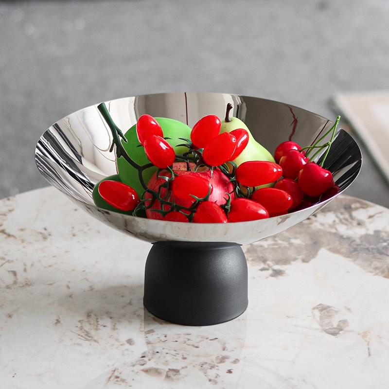 Stainless Steel Storage Tray, Large Fruit Bowl, Restaurant Round Fruit Plate, Household Snack Plate, Tableware, Kitchen Supplies