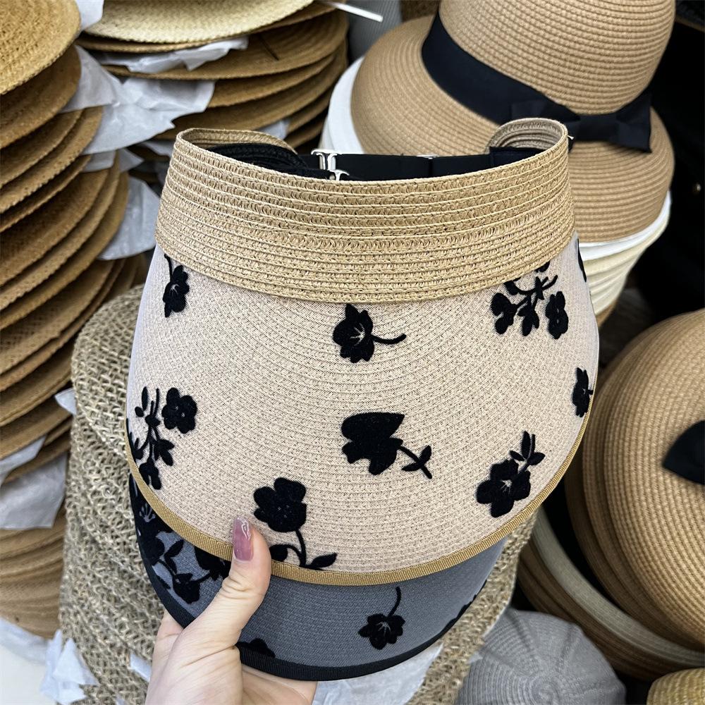 

Новая оригинальная вышитая сетчатая пряжа шляпа-канотье женская модная дорожная универсальная пляжная с большими полями защита от солнца козырек тренд Adult (55-58cm) хаки