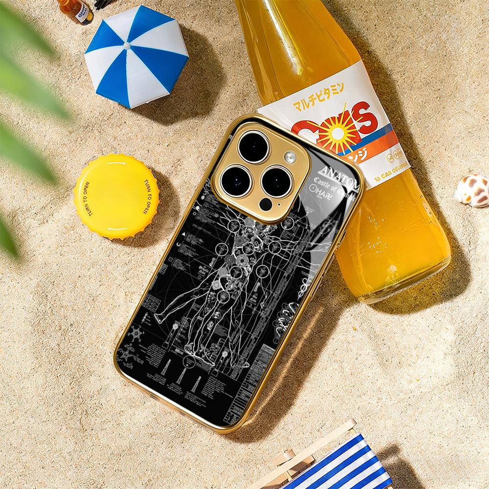 Cool man body stream fashion pattern Phone Case For iphone 17 16 15 14 13 12 11Pro Plus Max Gold-plated glass Phone Case iPhone 15 Plus