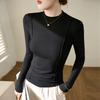 Autumn and Winter New Semi-turtleneck T-shirt Women's Long-sleeved Thin Bottoming Shirt Top