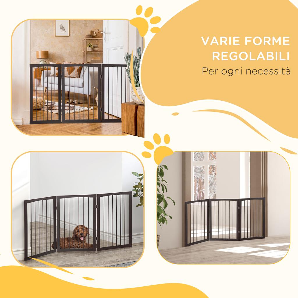 Portable 3-Section Dog and Pet Gate, Foldable Safety Divider, 160x1.2x76cm, Brown