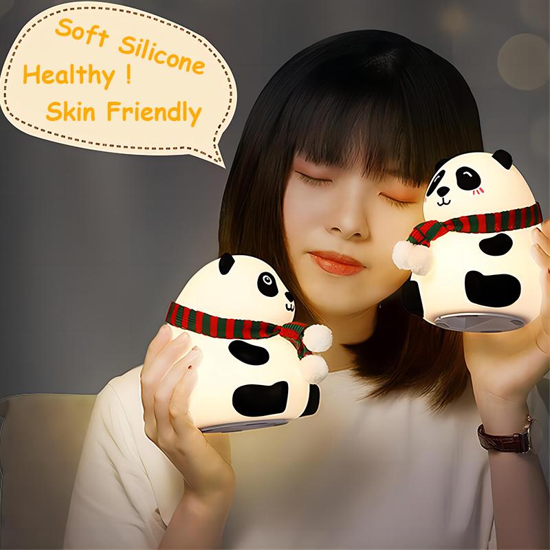 Mini Panda Night Lights Silicone Timing Rechargeable Lamp Cartoon Creative Bedroom Light Decor Bedside Lamp For Kids Cute Gift