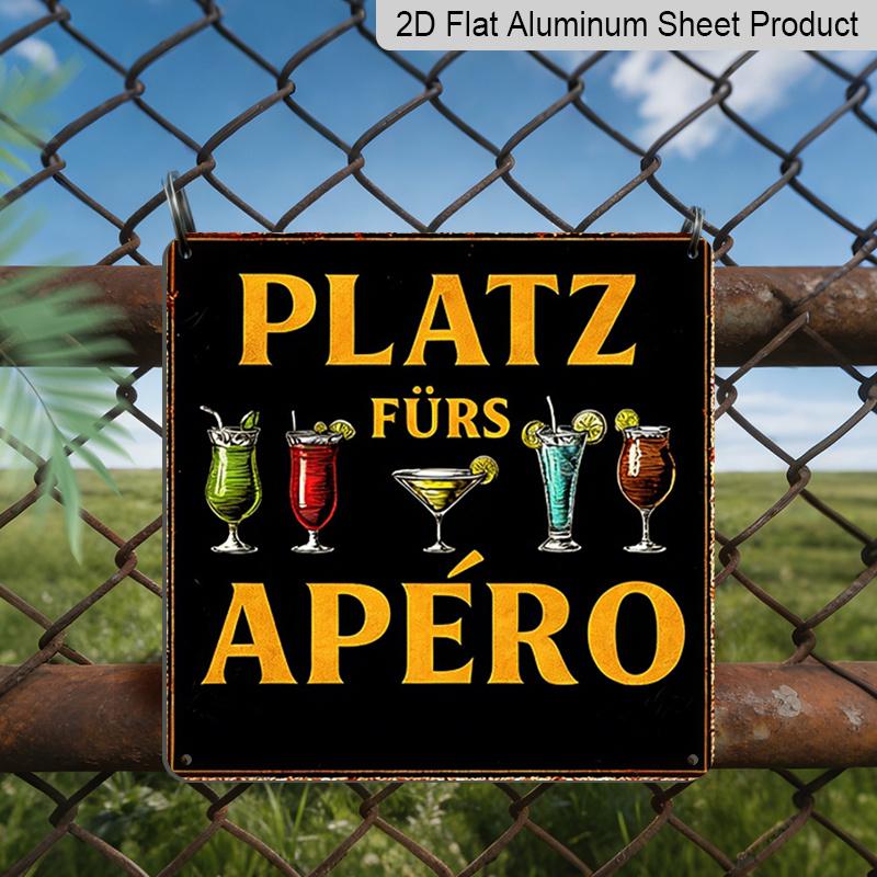 

2D Flat - 1pc, Decorative Plaque and Ornament, Summer Cocktail Theme, French for Bar Style, Decoration for Café, Bar, Living Room, Unique Gift for 20*20cm