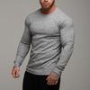 Muscleguys Autumn Running T-shirts Mens Classic Ribbed Knit Jumper Sports Long Sleeved Slim Fit Round Neck Casual Gym Fitness T Shirt