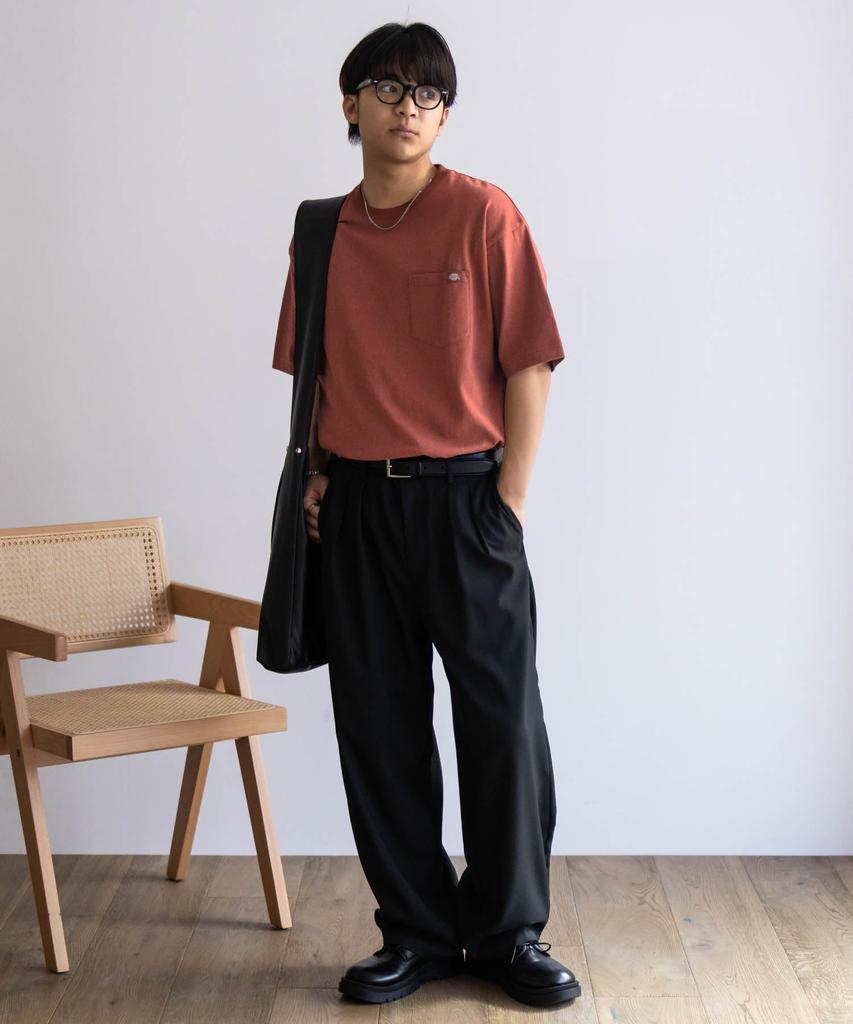 Dickies Men's Short Sleeve T-Shirt, 100% Cotton, Side Slit, Sumikuro (Size L)