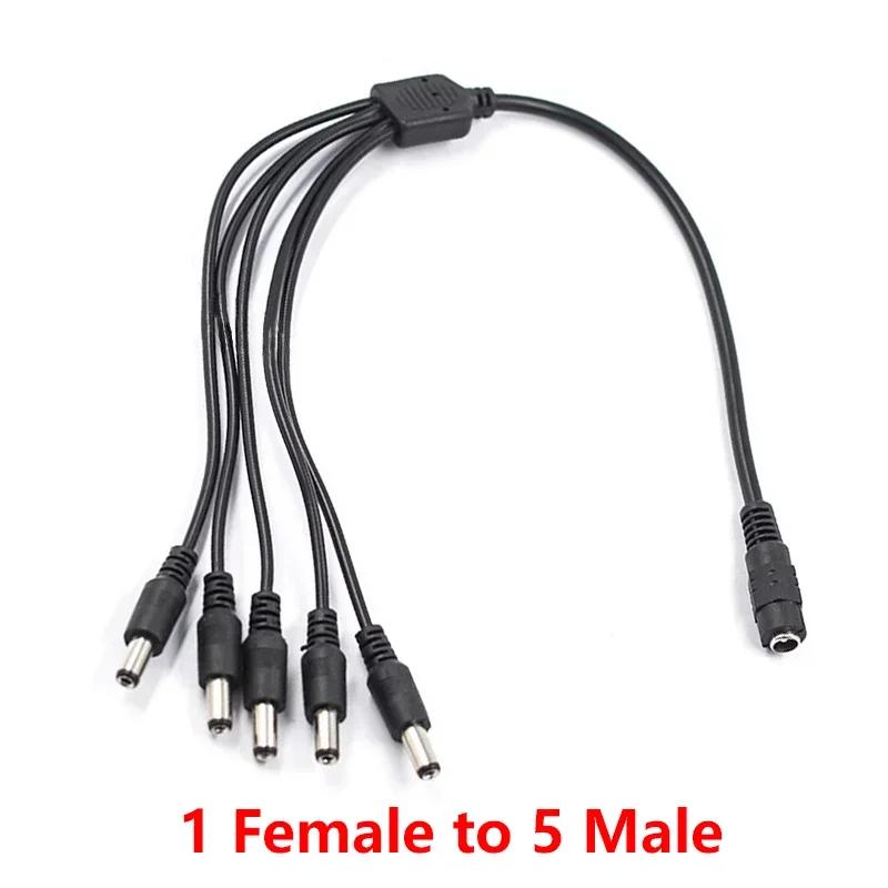 5.5*2.1mm 1 Female to 2 3 4 5 6 8 Male DC Power Adapter Connector Wire DC Power Splitter Cable for CCTV Camera LED Strip Lights