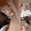 Women Tulip Flower Opal & Pearl Clip Earrings Korean Style Cute Wedding Bride Jewelry Accessories Gift