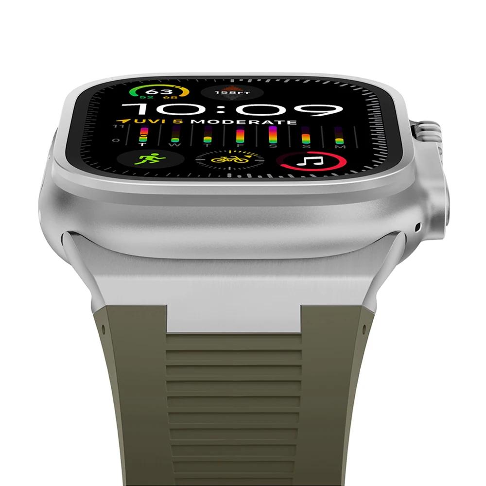 Soft Silicone Strap for Apple Watch Ultra 3 2 49mm 46mm 45mm 44mm Rubber Band for IWatch Series 11 10 9 8 7 6 5 SE 3 2 Bracelet