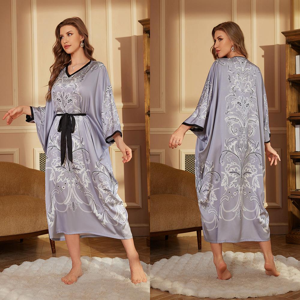 Damska Piżama Plus Size o Zaawansowanym Wyglądzie, Długa, Modna, z Długim Rękawem