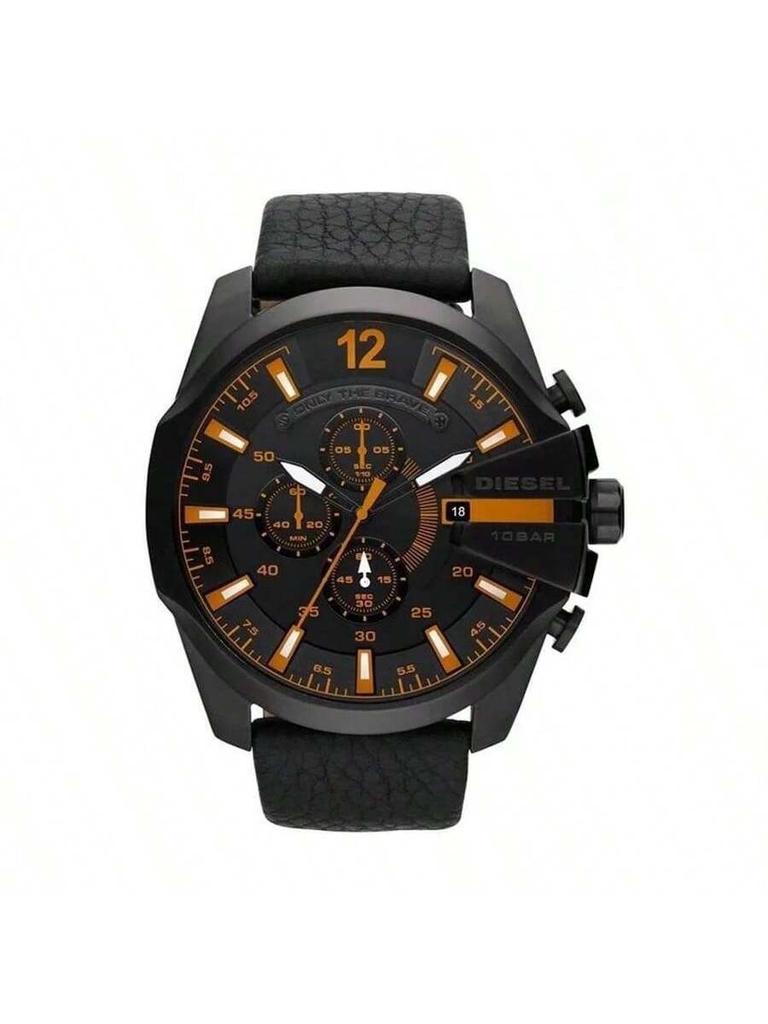 Meg Chief Classic Casual Men's Quartz Watch DZ4291 51mm Black Round Dial and Leather Strap Watch