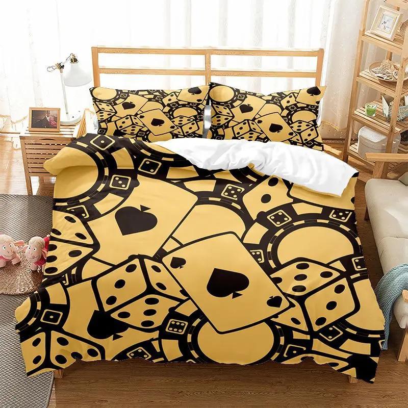 Playing Poker Super King Duvet Cover Set 3d Printed Dollar Duvet 2 People Winter 3d Comforter Bedding Sets Black Red Bed Set