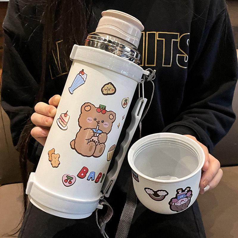 Large Capacity Insulation Cup 1100ml Vacuum Flasks Portable Stainless Steel Thermos Cup Water Bottle Travel Tea Mug Office Thermos Cup