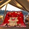 1pc Christmas Deer Outdoor Flannel Blanket, Cozy & Warm Soft Te Playful Design, Napping Camping,