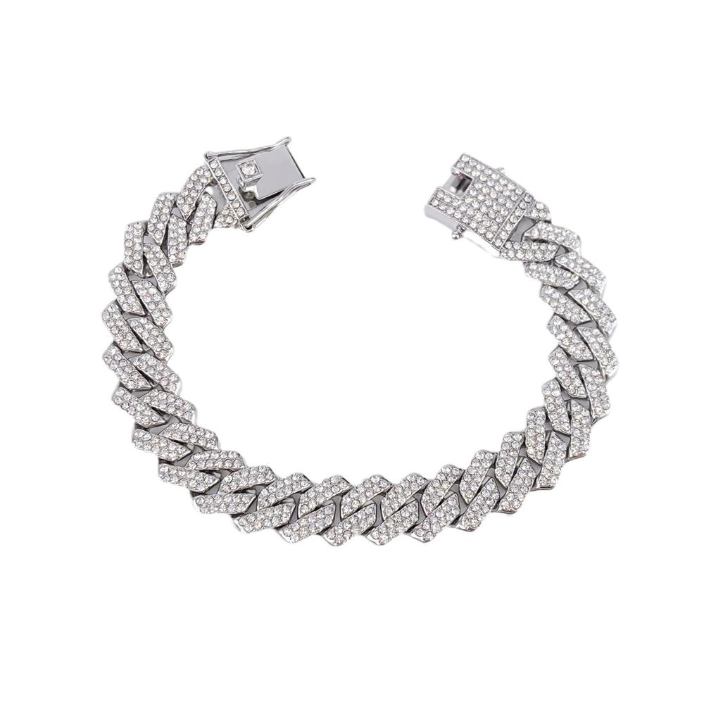 Fashion Men Cuban Link Iced Out Necklace 14MM width Rhinestones Chain Rapper CZ Cuban Chain Necklace Hip Hop Birthday Jewelry