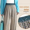 Women's High-Waisted Plaid Wide-Leg Casual Trousers
